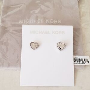 Michael Kors Silver Heart Stud Earrings